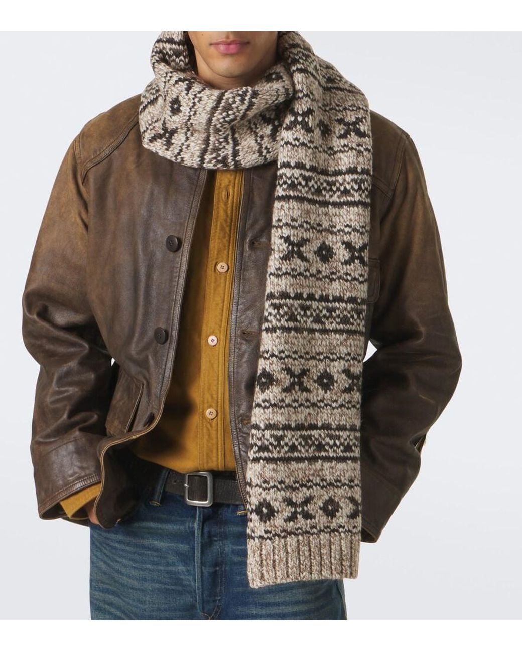 RRL Natural Wool And Cotton-Blend Scarf for men