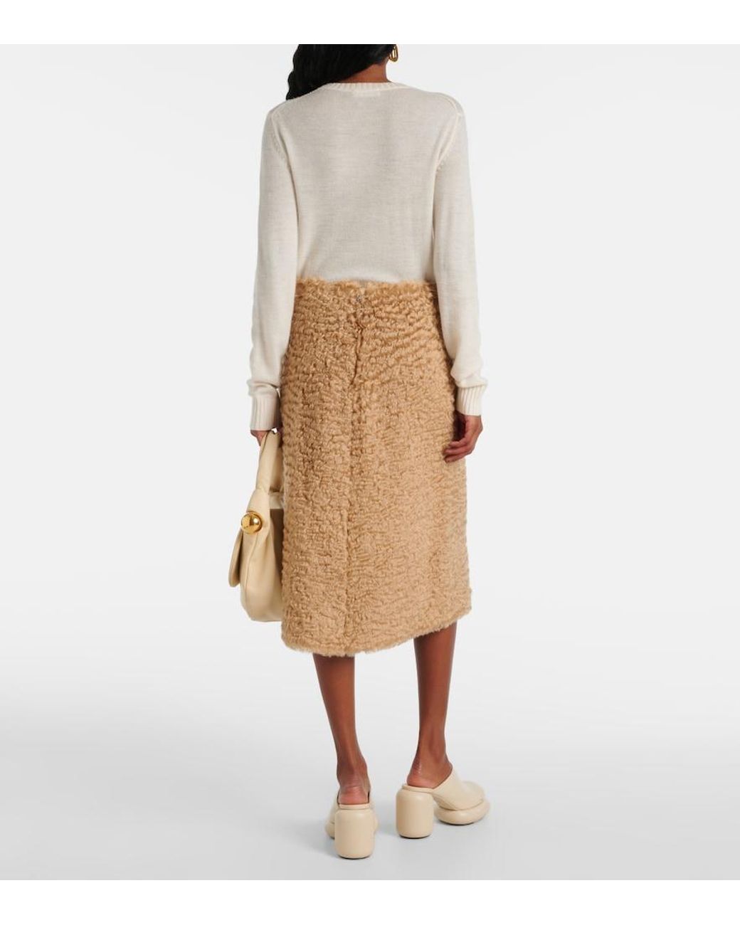 Jil Sander Natural Mohair And Cotton Skirt