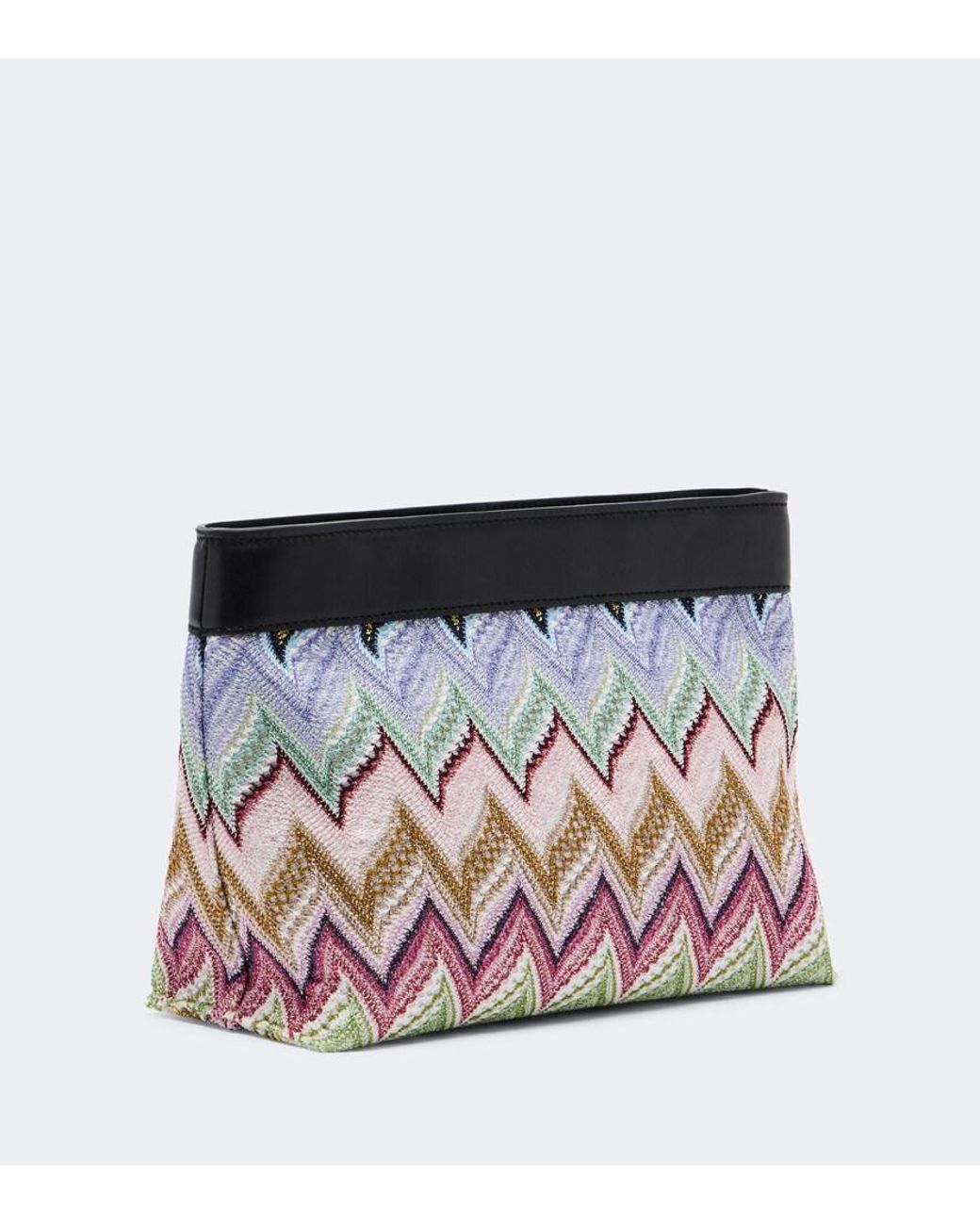 Missoni Pink Zigzag Leather-Trimmed Lame Pouch