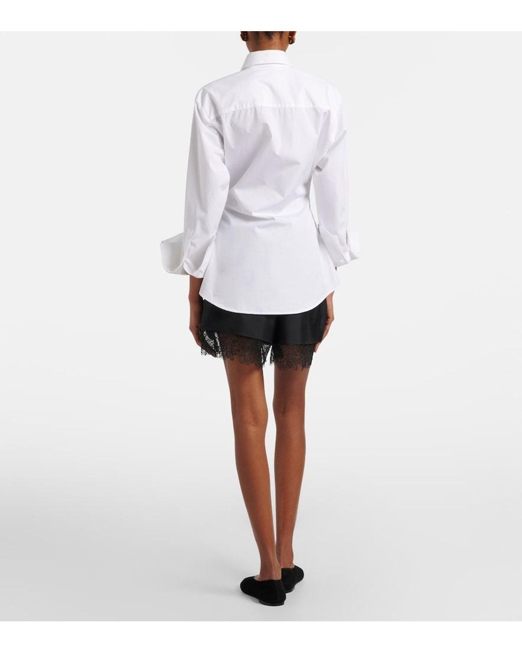 Rohe Black Lace-Trimmed Silk Shorts