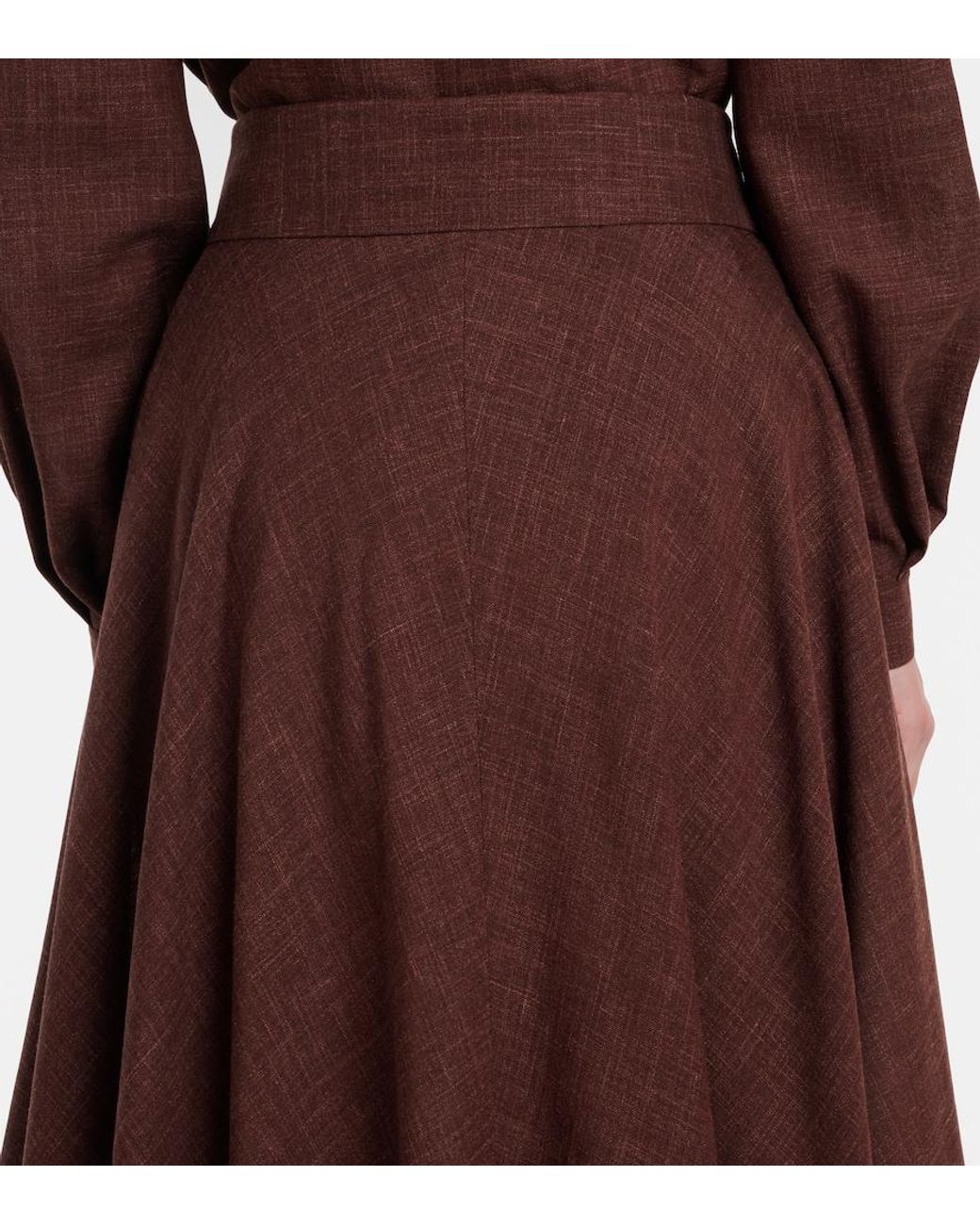 Loro Piana Purple Petra Pleated Wool, Silk, And Linen Midi Skirt