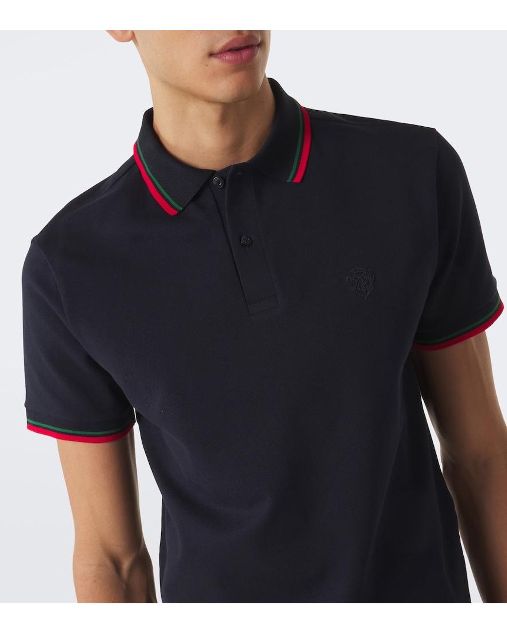 Gucci Blue Cotton-Blend Pique Polo Shirt for men