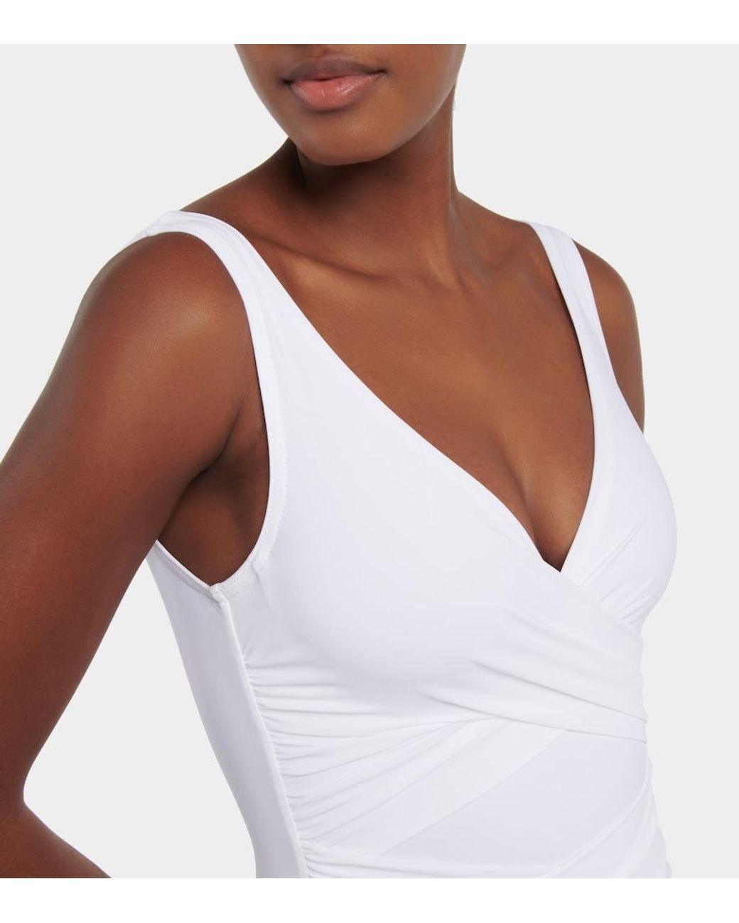 Karla Colletto White Smart Ruched Swimsuit