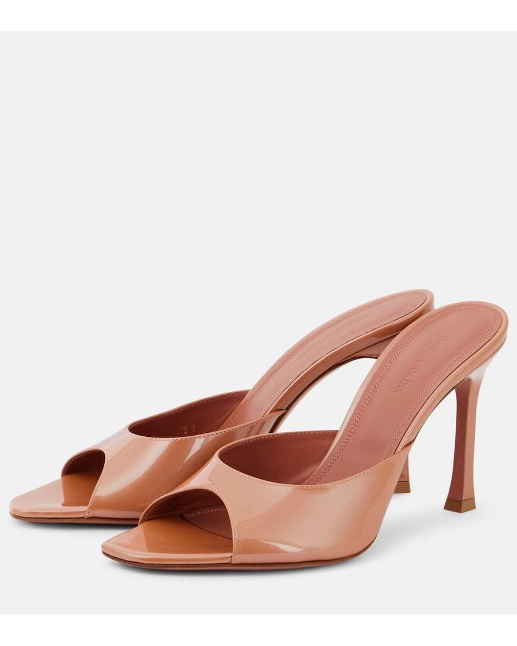AMINA MUADDI Brown Alexa 95 Patent Leather Mules