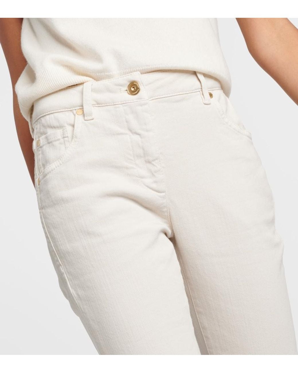 Brunello Cucinelli Natural Mid-Rise Slim Jeans