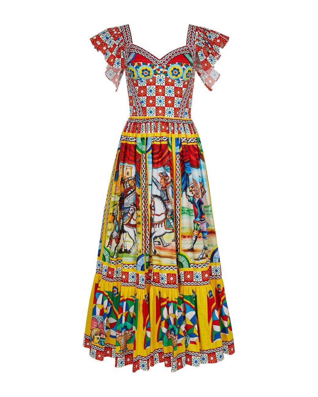 Vestido largo en mezcla de algodón Dolce \u0026 Gabbana de Algodón | Lyst