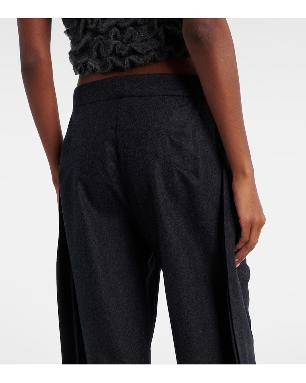 Alaïa Blue Wool Barrel-Leg Pants