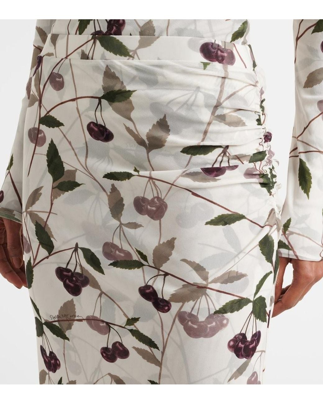 Stella McCartney White Cherry Print Midi Skirt