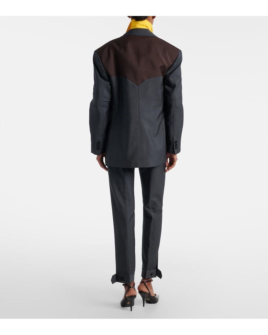 Versace Blue Wool And Mohair Tapered Pants