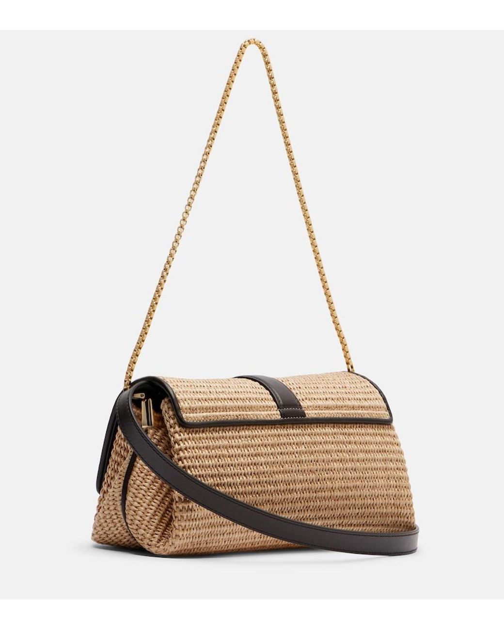 Ferragamo Natural Mia Small Raffia Shoulder Bag