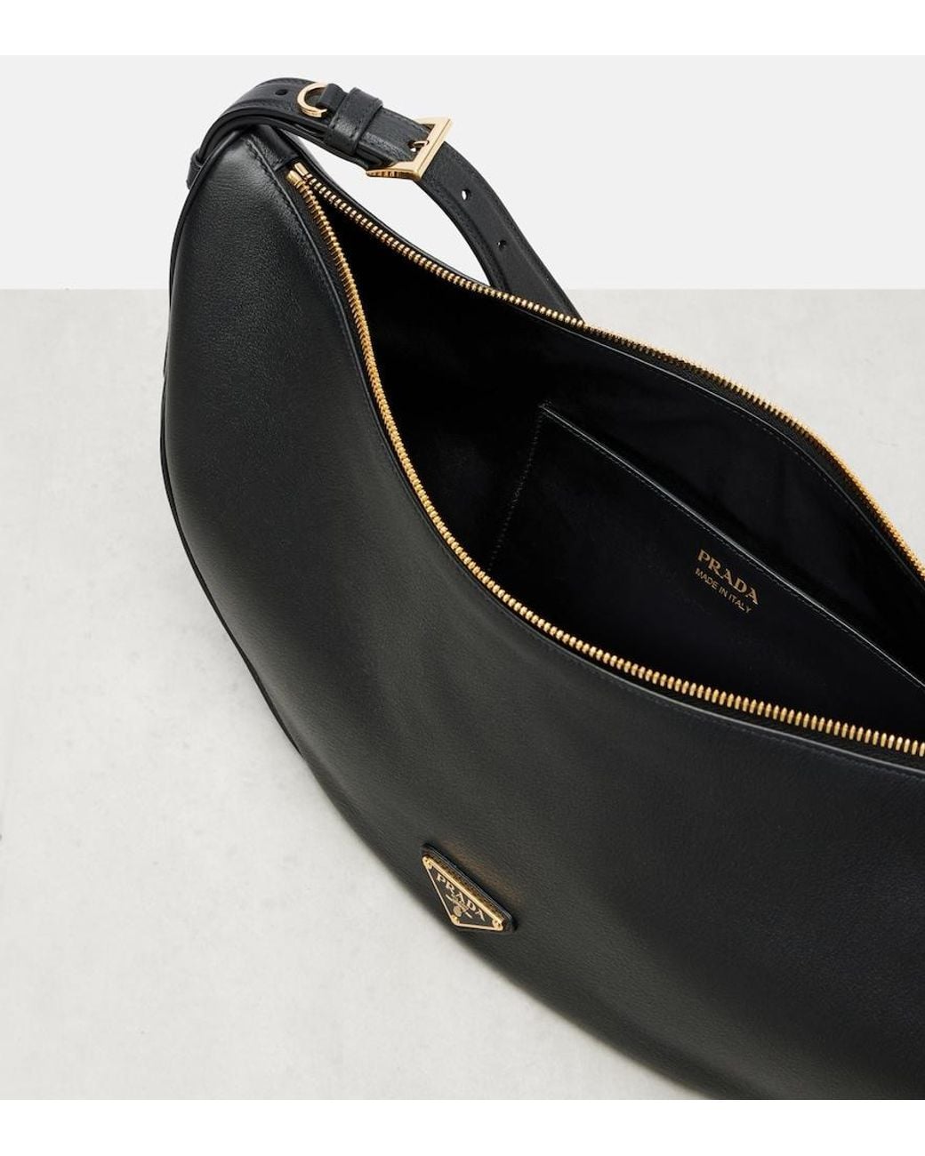 Prada Black Demi-Lune Large Leather Shoulder Bag