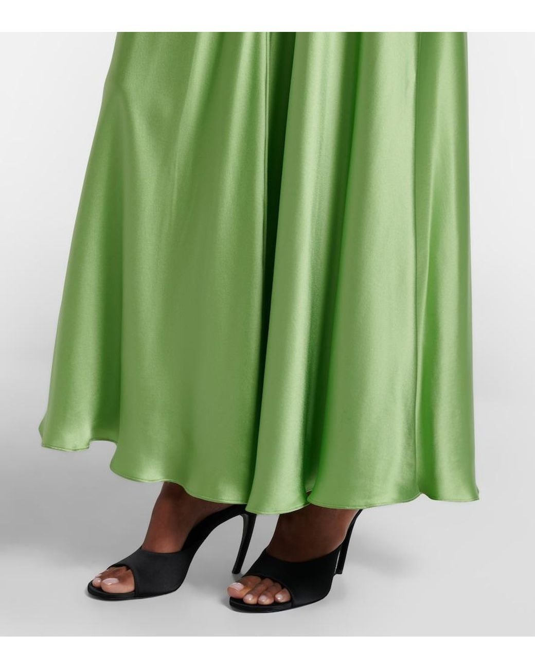 Rodarte Green Lace-Trimmed Silk Cocktail Dress