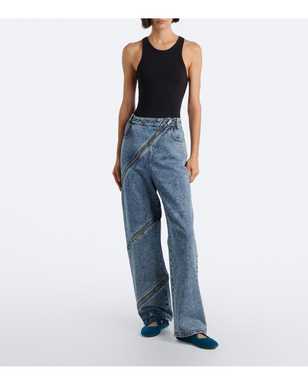 Alaïa Blue Velvet Ballet Flats