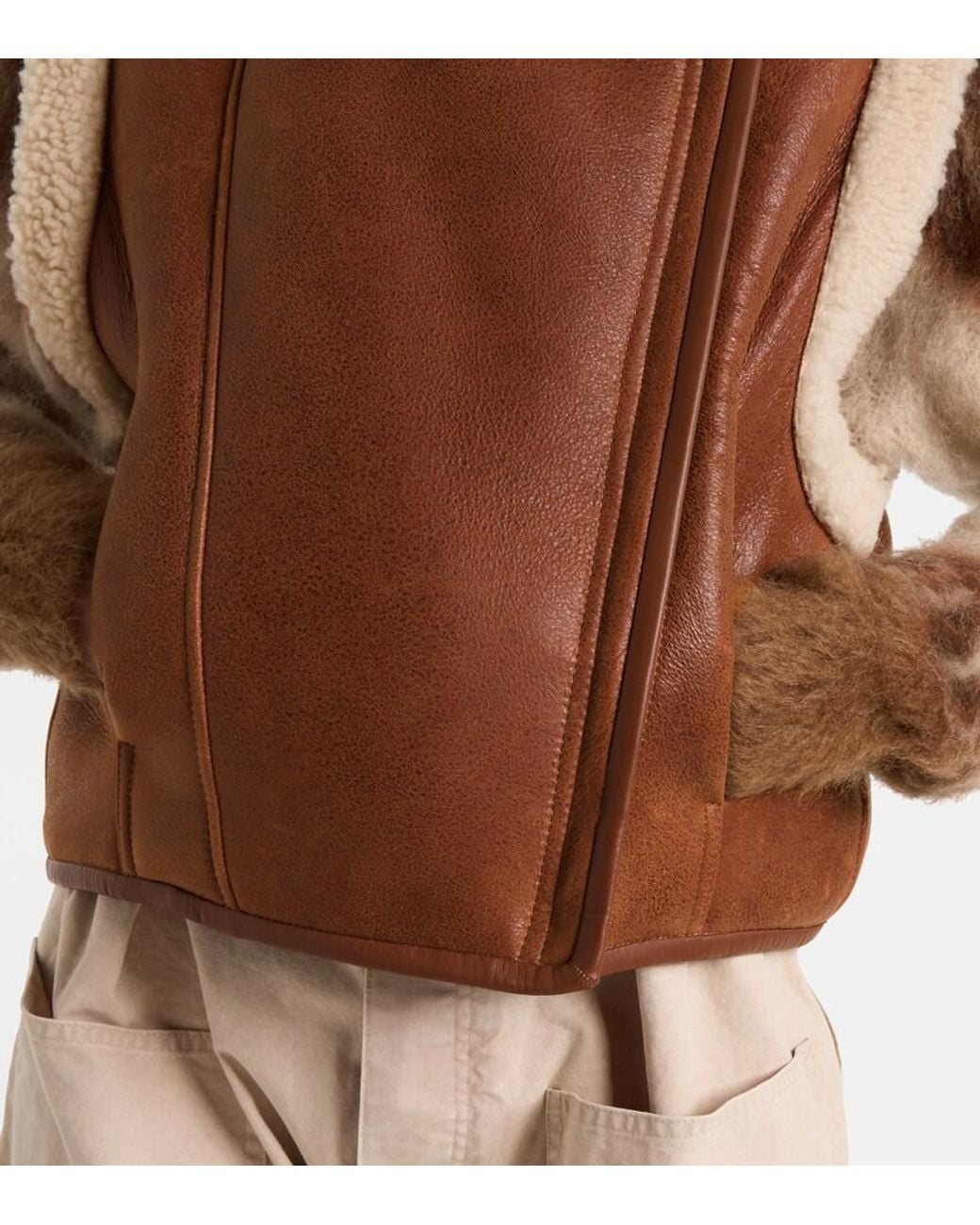 Isabel Marant Brown Alime Shearling-Trimmed Leather Vest