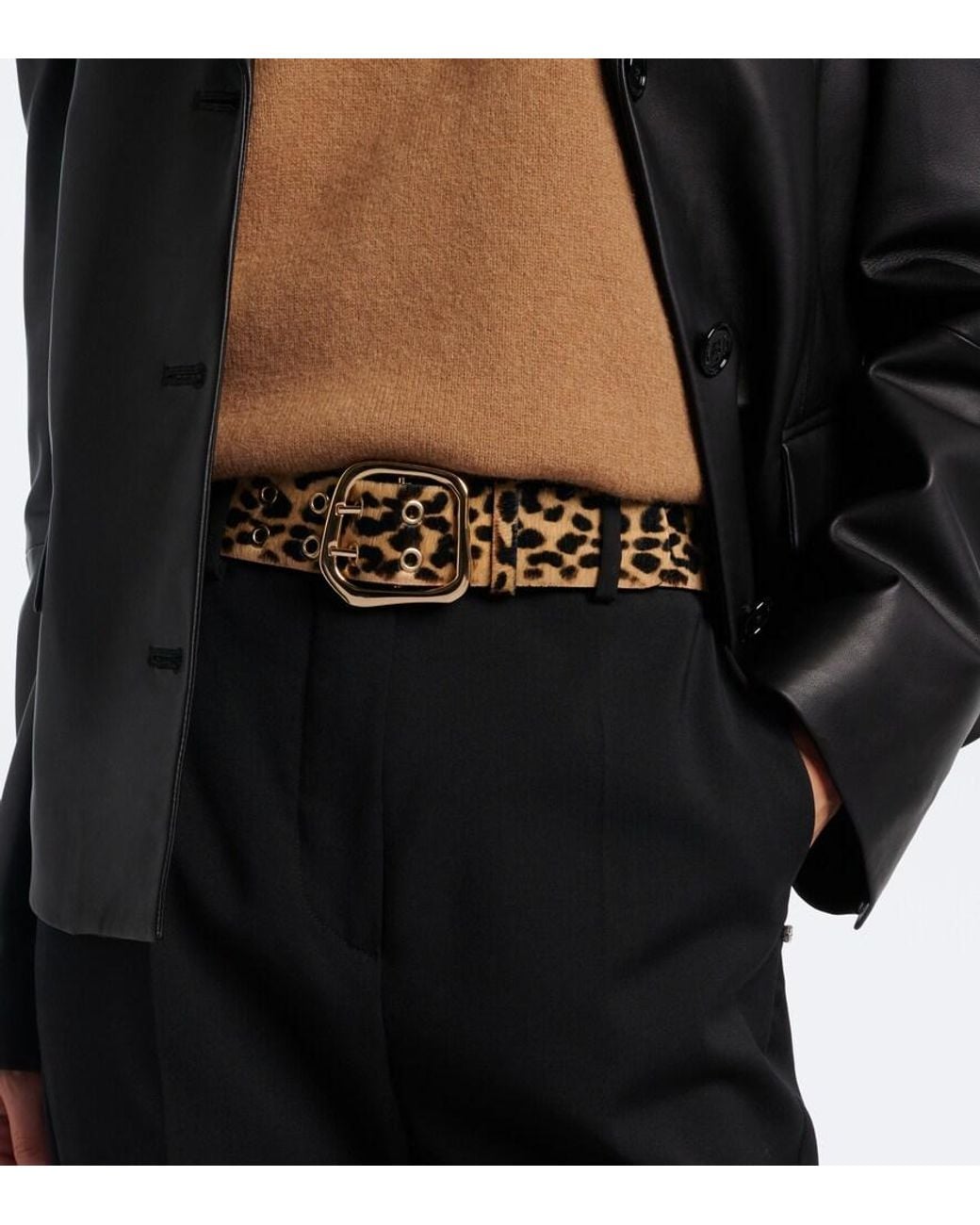 Amanu Multicolor Wandile Leopard-Print Calf Hair Belt