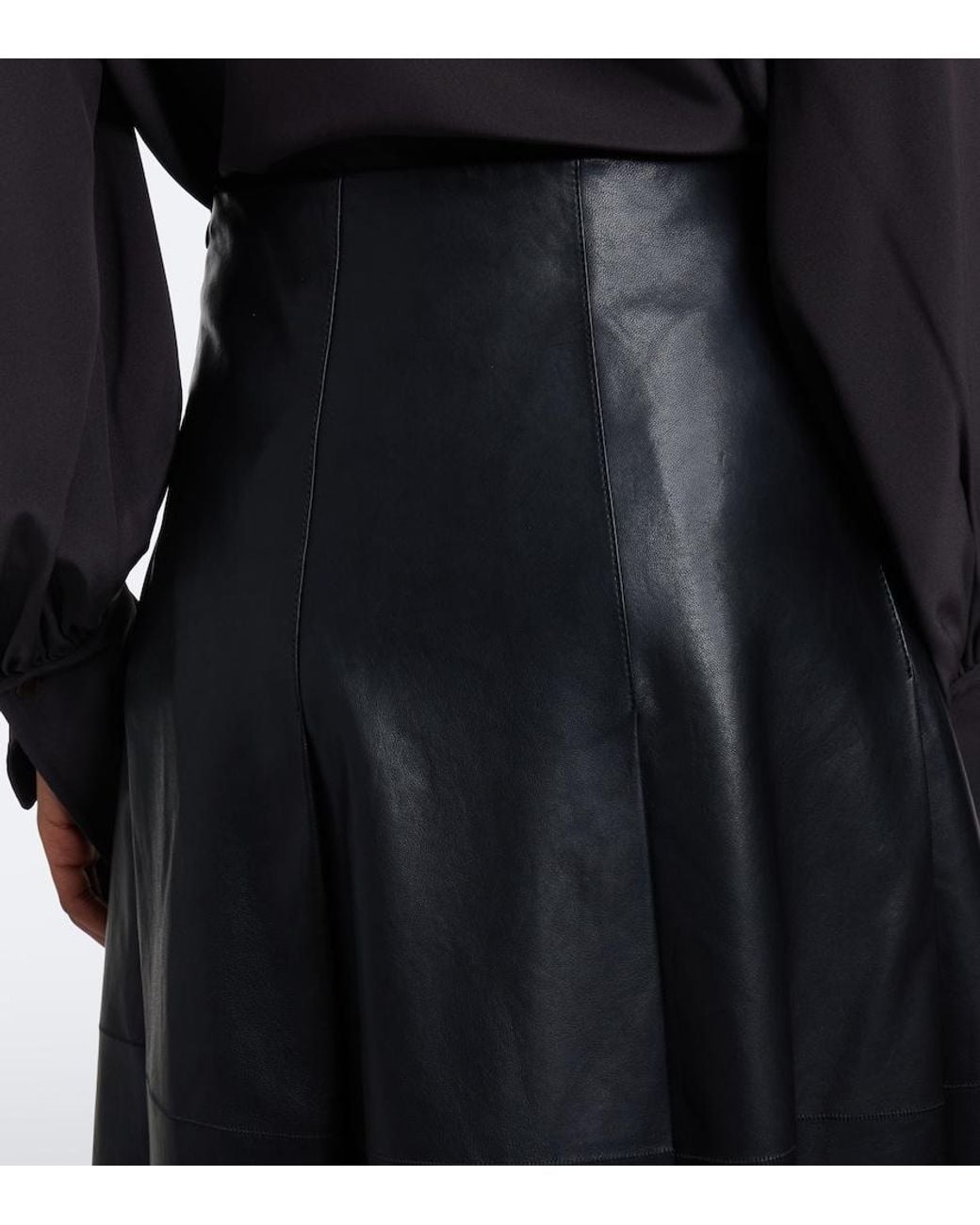 Joseph Black Riya Leather Midi Skirt