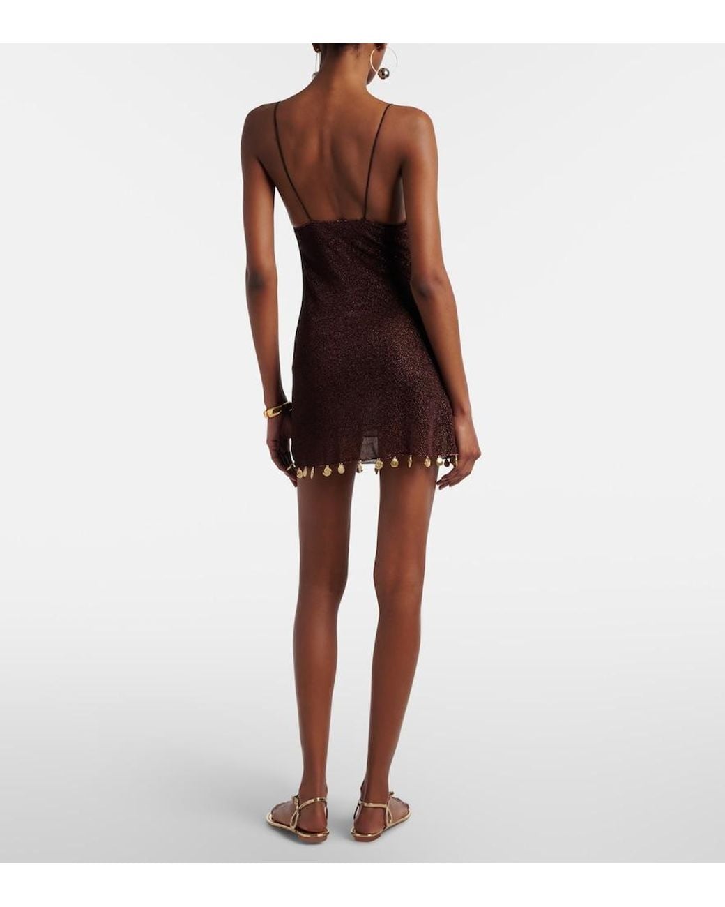 Oseree Brown Lumiere Cutout Minidress