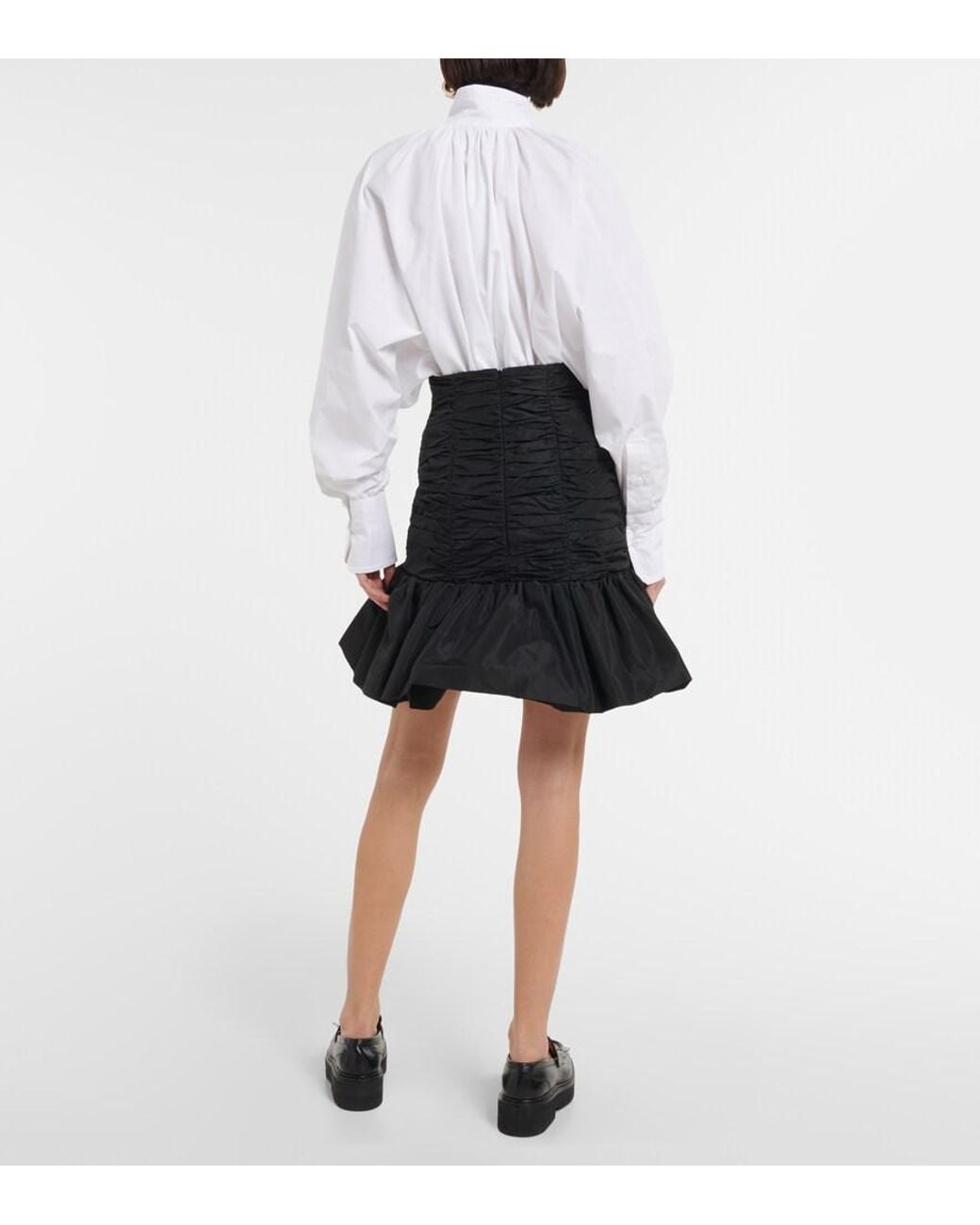 Patou Black Ruched Faille Miniskirt