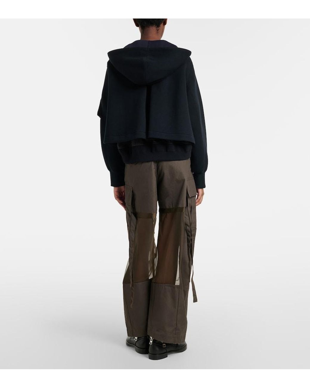 Sacai Green Paneled Cotton Cargo Pants