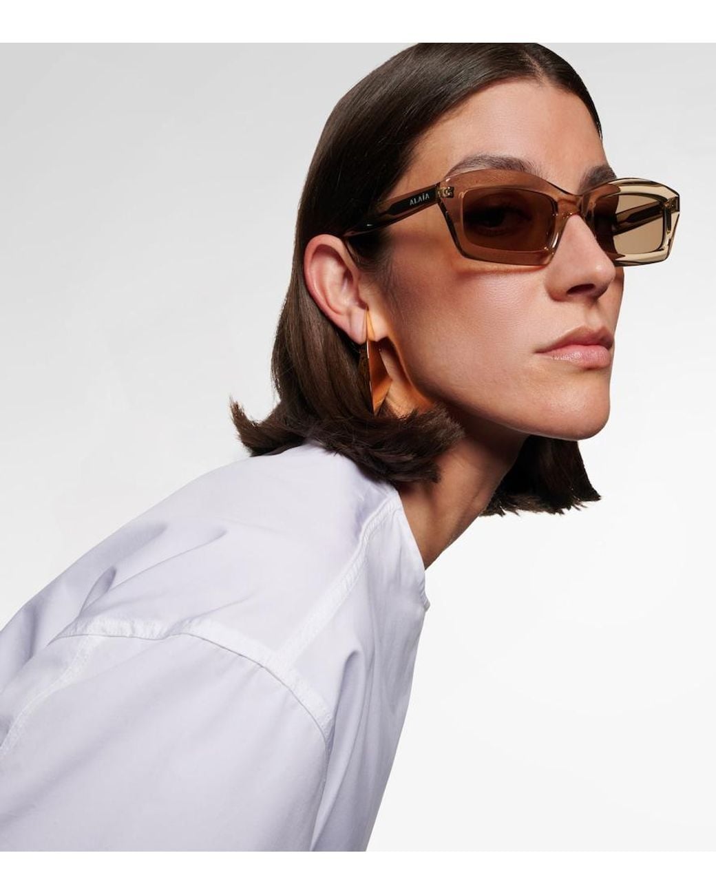 Alaïa Natural Logo Rectangular Sunglasses