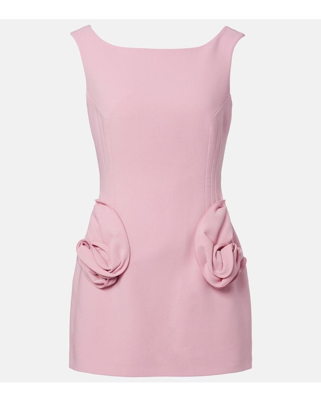 Magda Butrym Pink Floral-Applique Wool-Blend Minidress