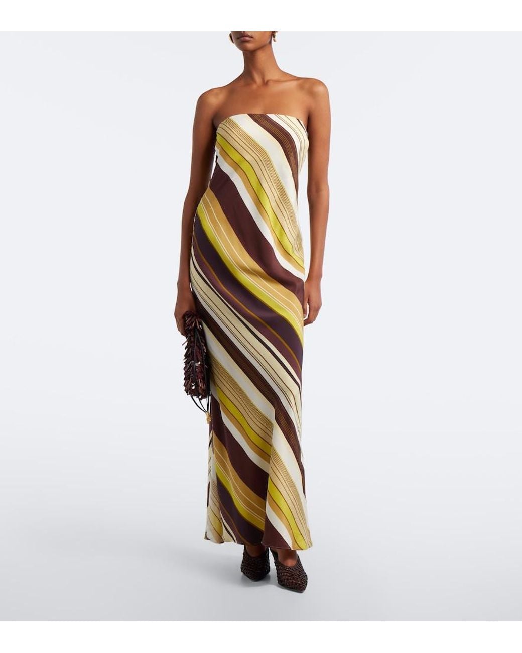 Sir Metallic Striped Silk Maxi Dress