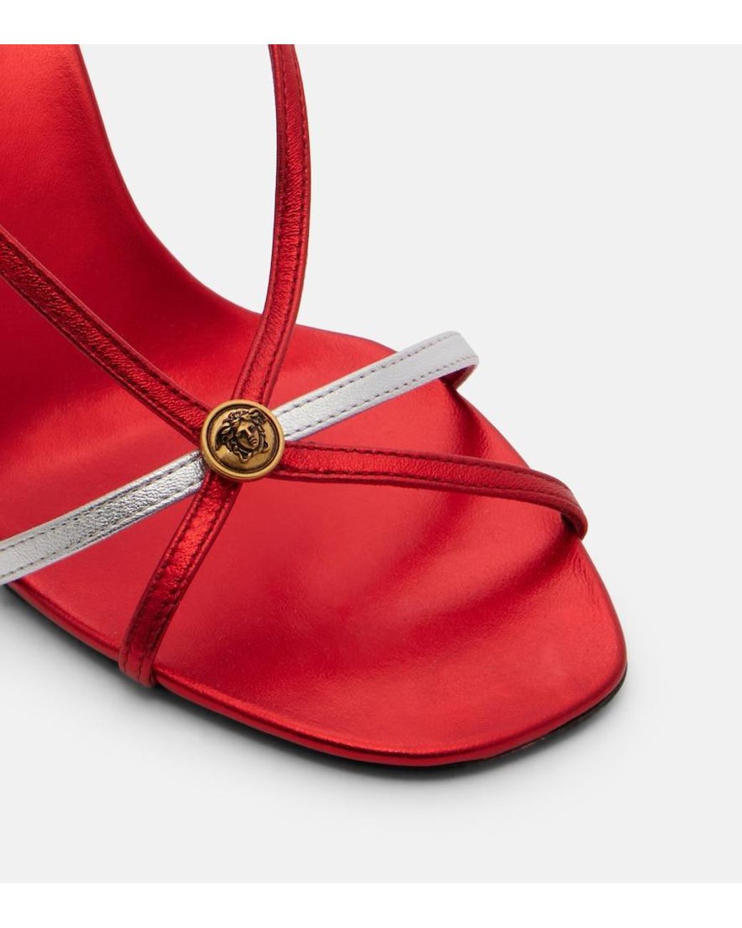 Versace Red Valentina Leather Slingback Sandals