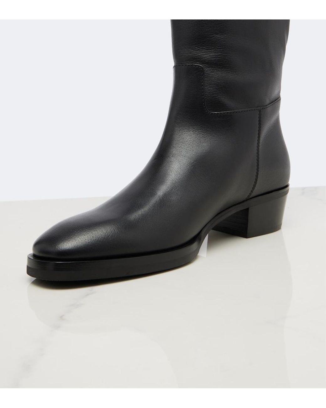 Jimmy Choo Black Mave Leather Knee-High Boots