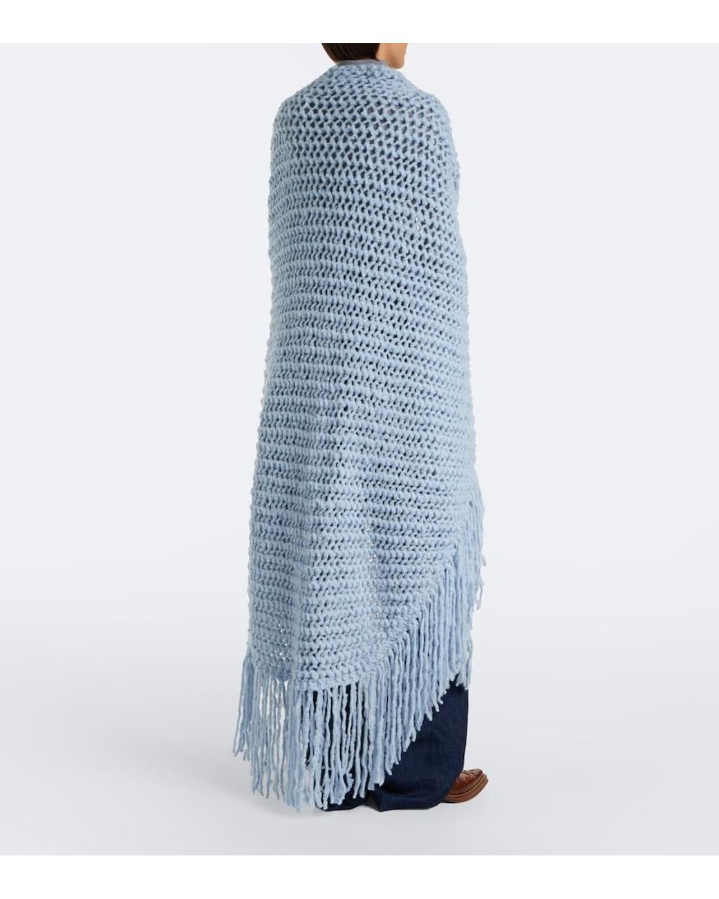 Gabriela Hearst Blue Lauren Fringed Cashmere Shawl