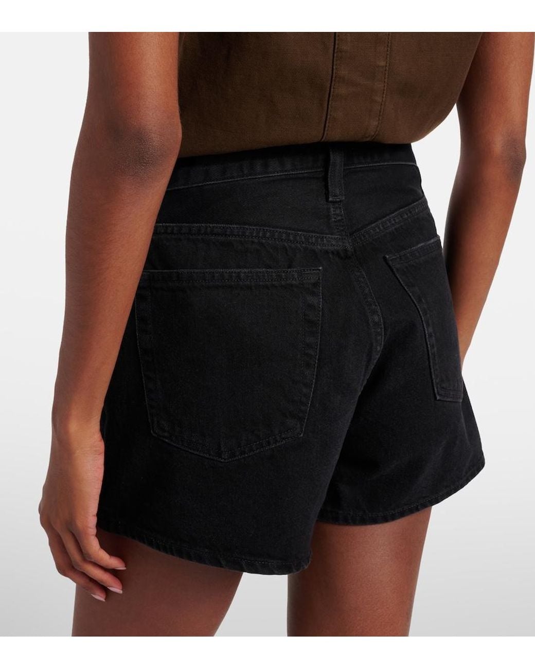 Agolde Black Parker Long Denim Shorts