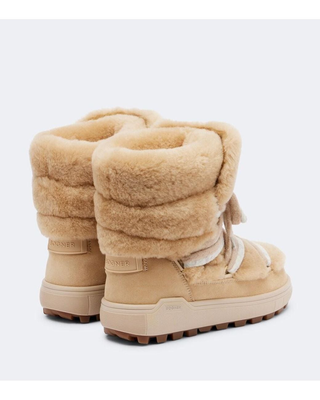 Bogner Natural Chamonix Shearling And Suede Snow Boots