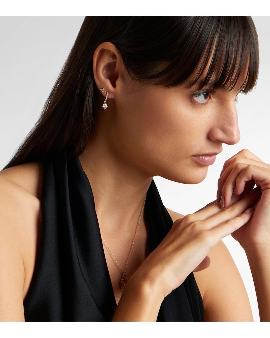 STONE AND STRAND White Northern Star 14Kt Drop Earrings With Diamonds
