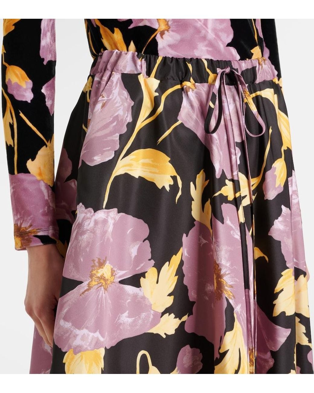 LaDoubleJ Multicolor Floral Faille Midi Skirt