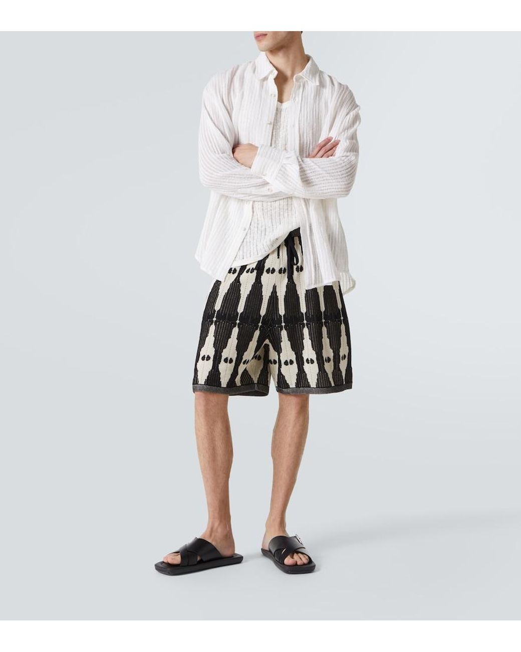 Commas Black Ritual Knitted Jacquard Shorts for men