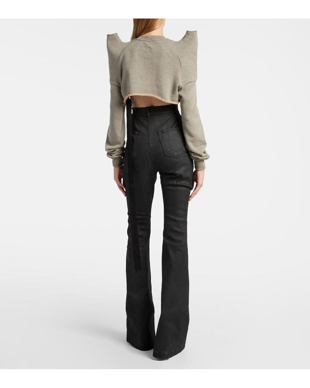 Rick Owens Natural Cropped Cotton-Blend Jersey Sweatshirt