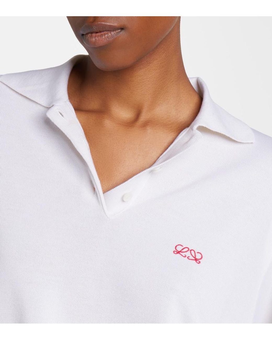 Loewe White Double L Cashmere Blend Polo Sweater