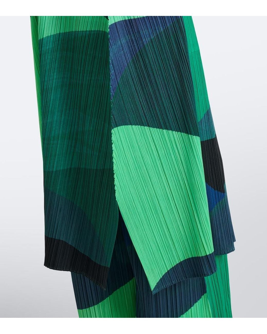 Pleats Please Issey Miyake Green Orbit Printed Pleated Cardigan