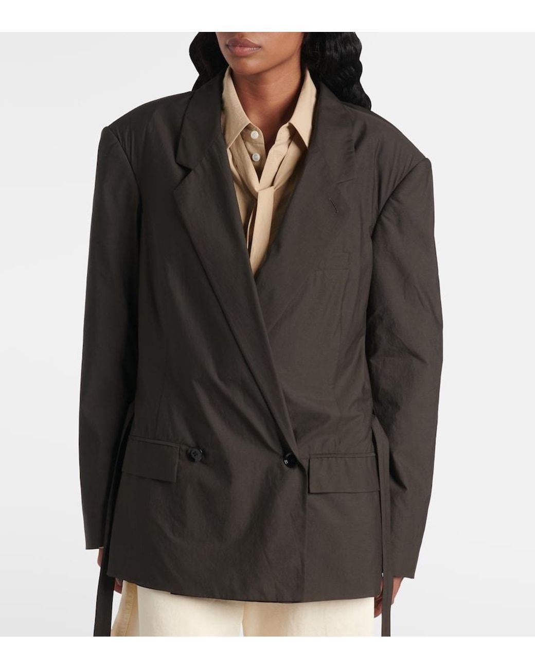 Lemaire Black Belted Cotton And Silk Blazer