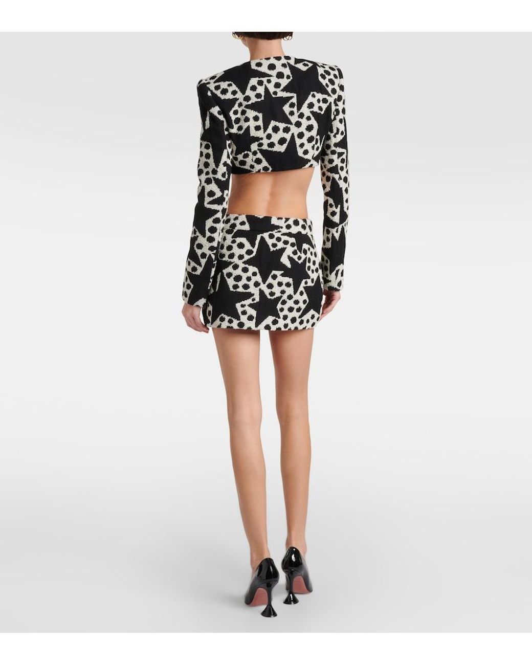 Area Black Embellished Jacquard Miniskirt