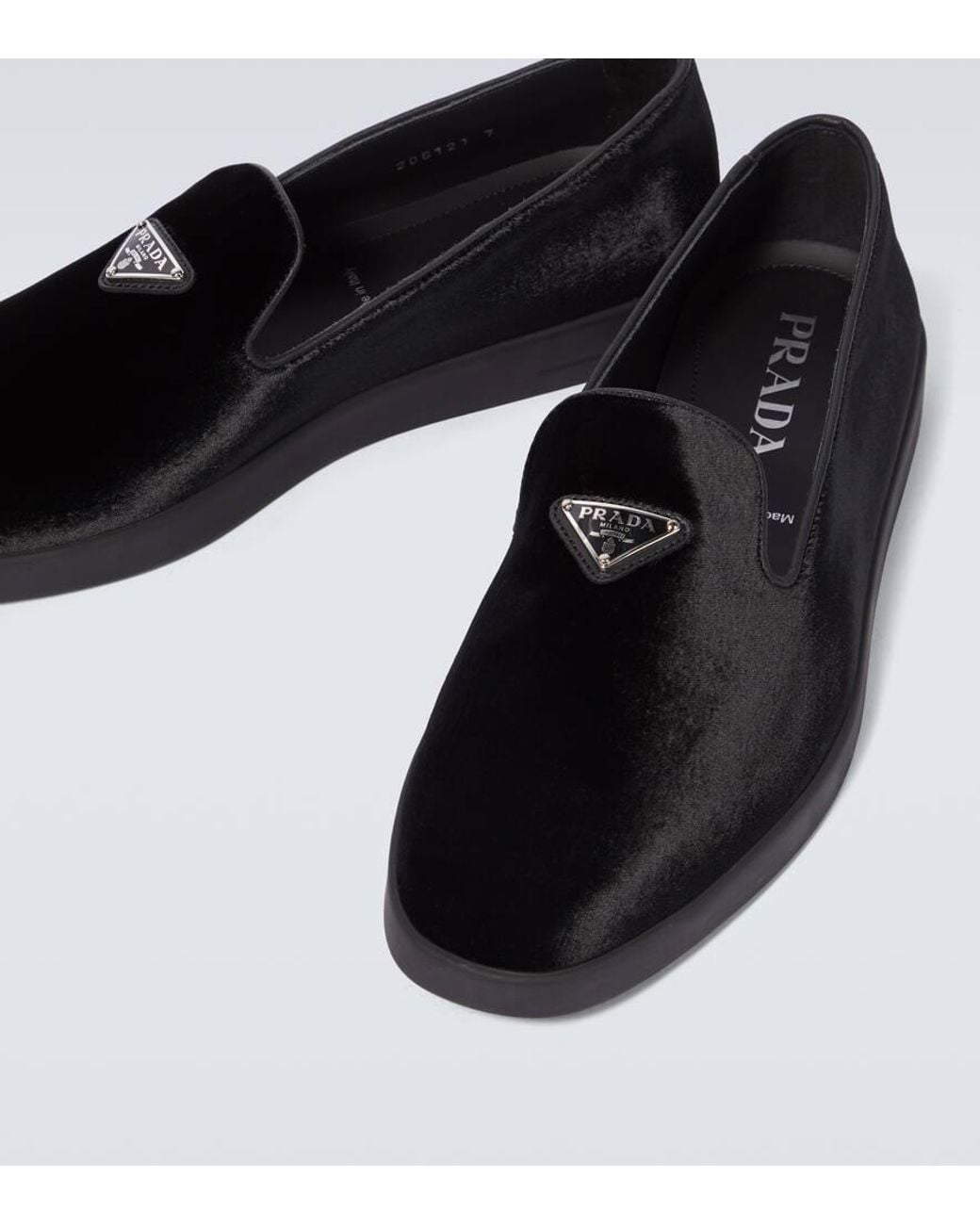 Prada Black Suede Triangle Slippers for men