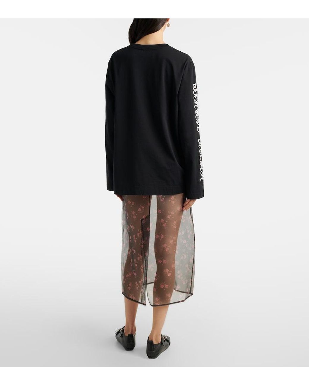 Simone Rocha Gray Floral Midi Skirt