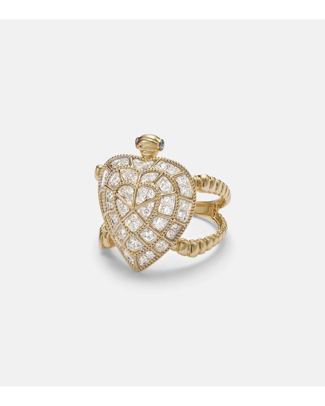 Yvonne Léon White Tortue Coeur 9Kt Ring With Diamonds