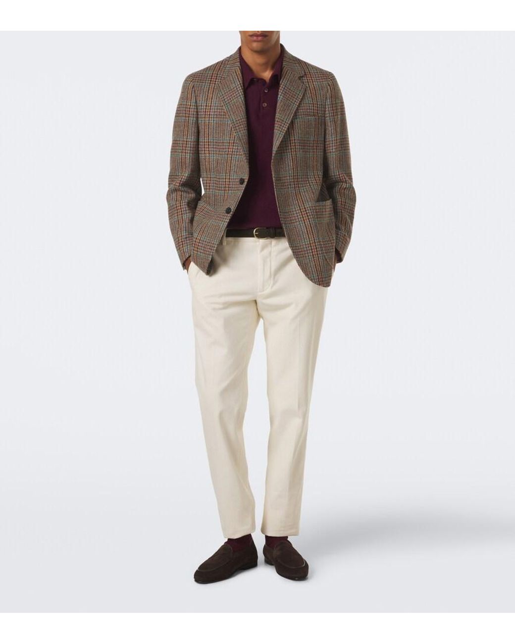 Rubinacci Brown Checked Virgin Wool Blazer for men