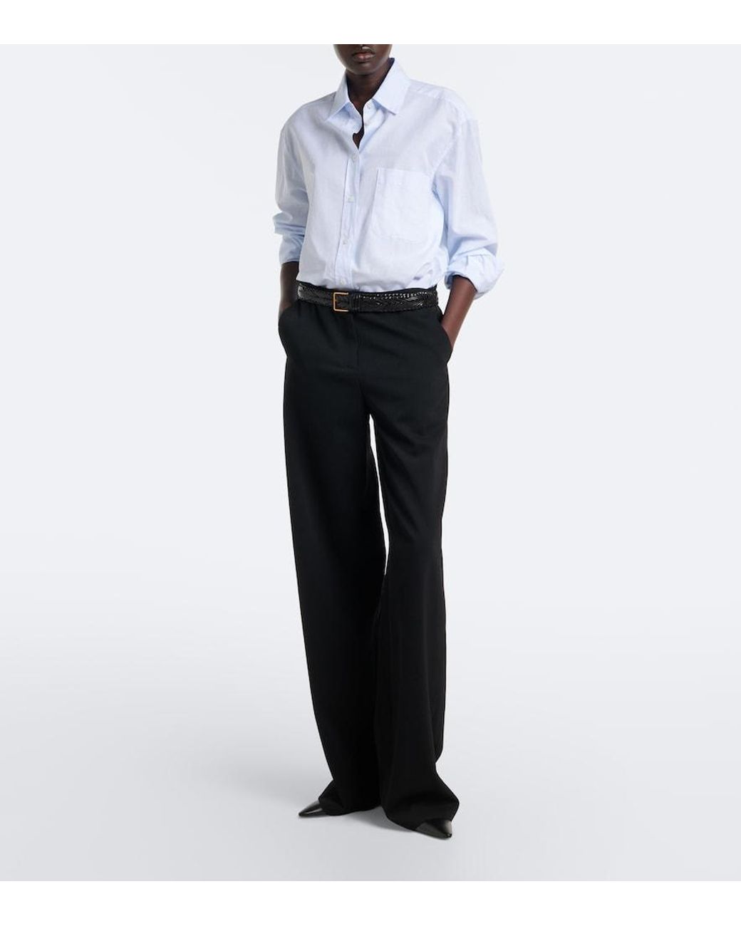 The Row White Gavina Cotton Chambray Shirt