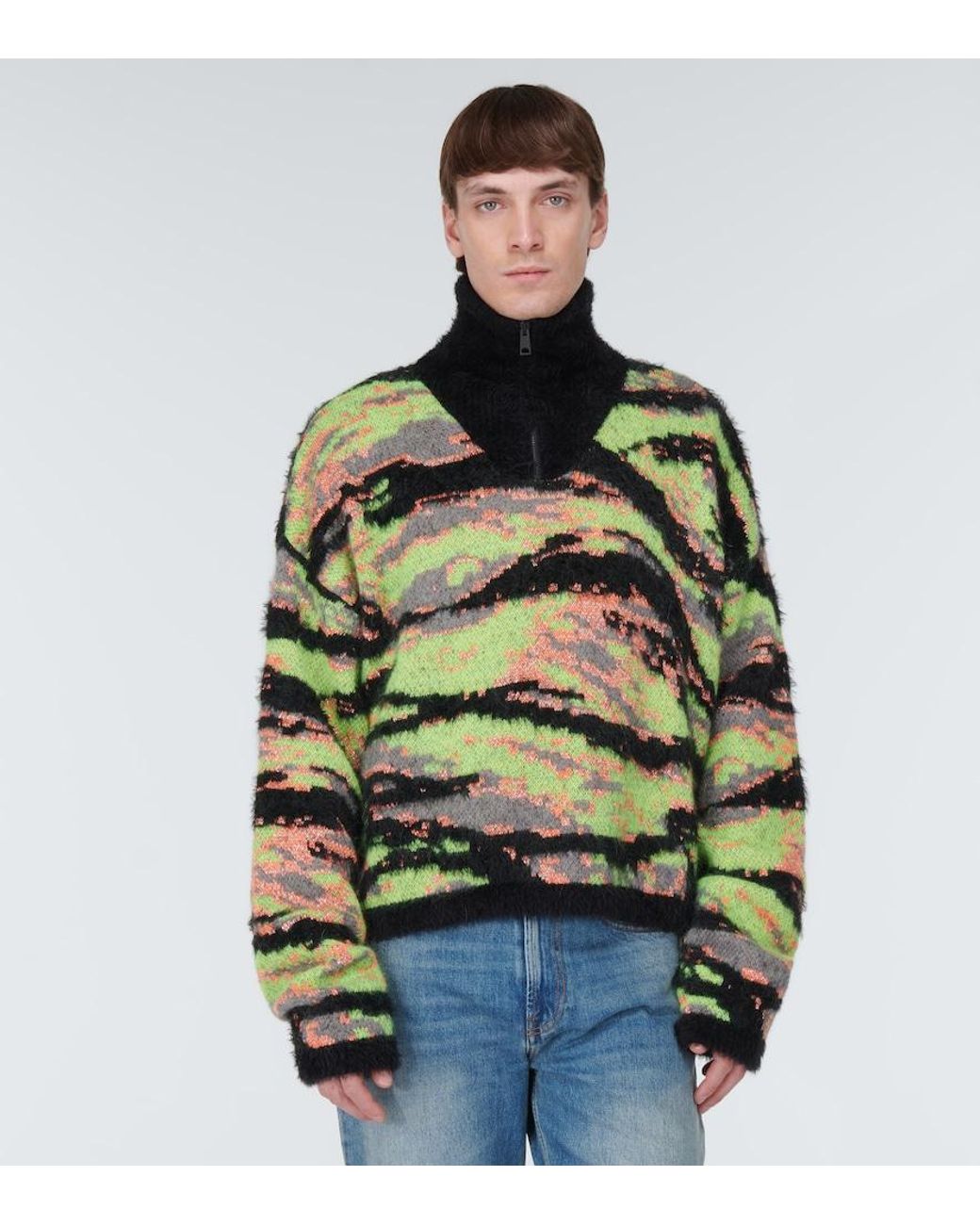 ERL Green Tiger Jacquard Sweater for men