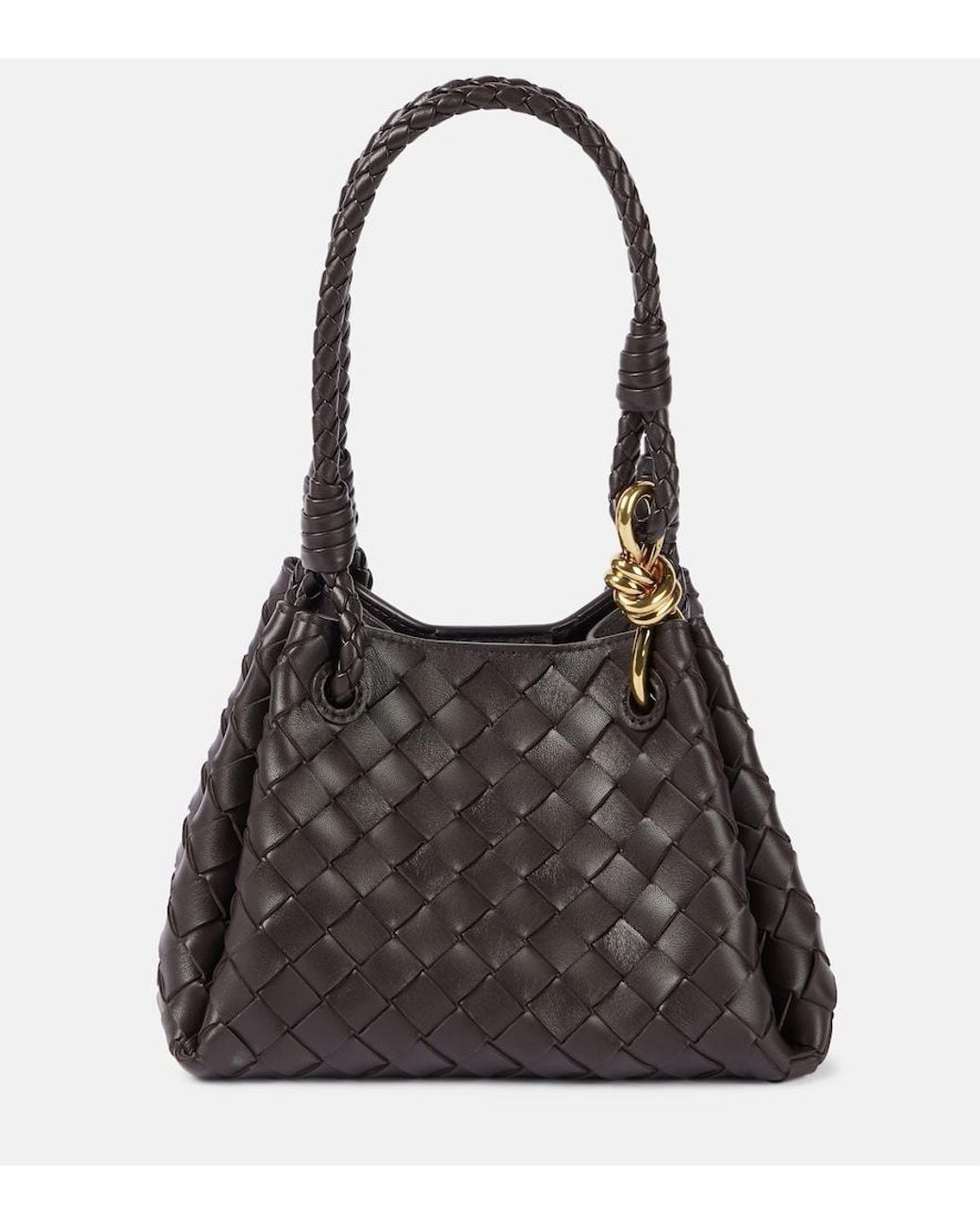 Bottega Veneta Black Parachute Small Intrecciato Leather Shoulder Bag