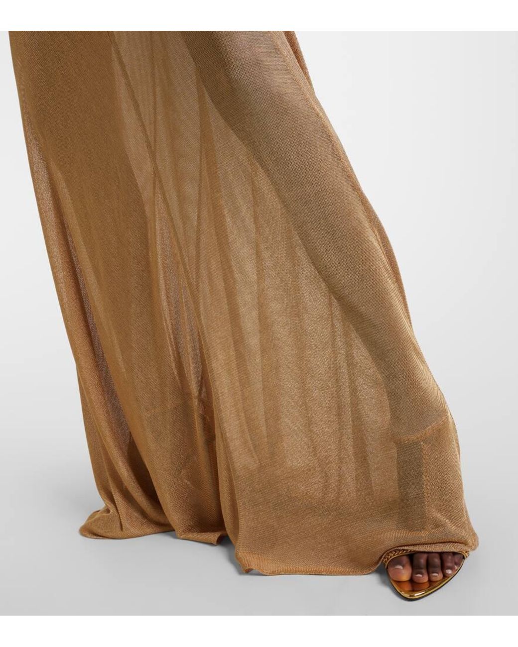 Tom Ford Natural Turtleneck Jersey Gown