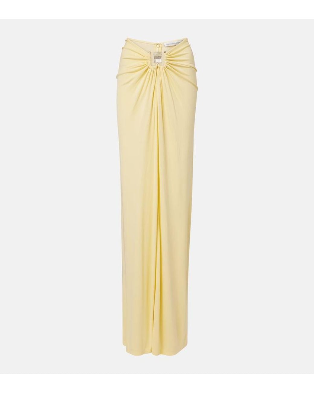 Christopher Esber Metallic Bezel Quartz Gathered Jersey Maxi Skirt