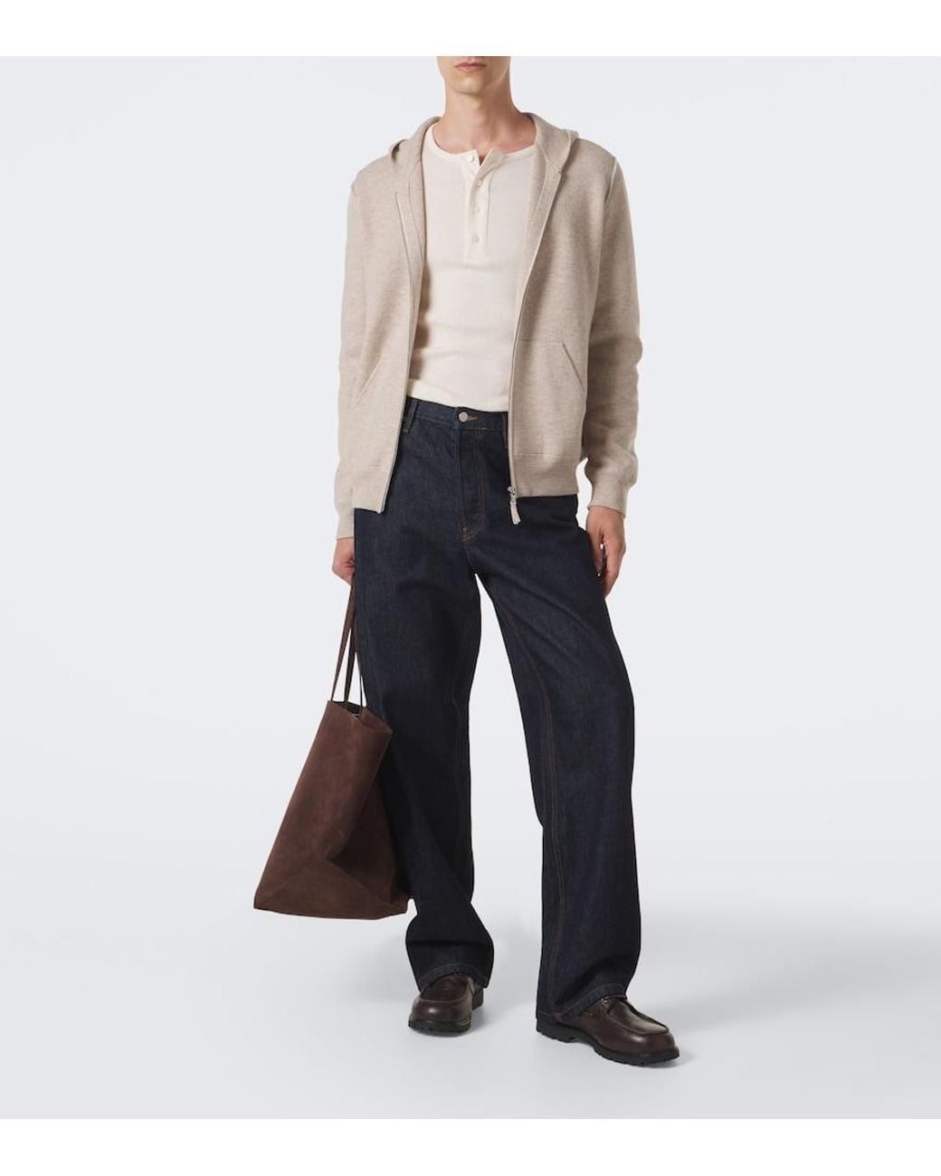 Allude Natural Wool And Cashmere Zip-Up Hoodie for men