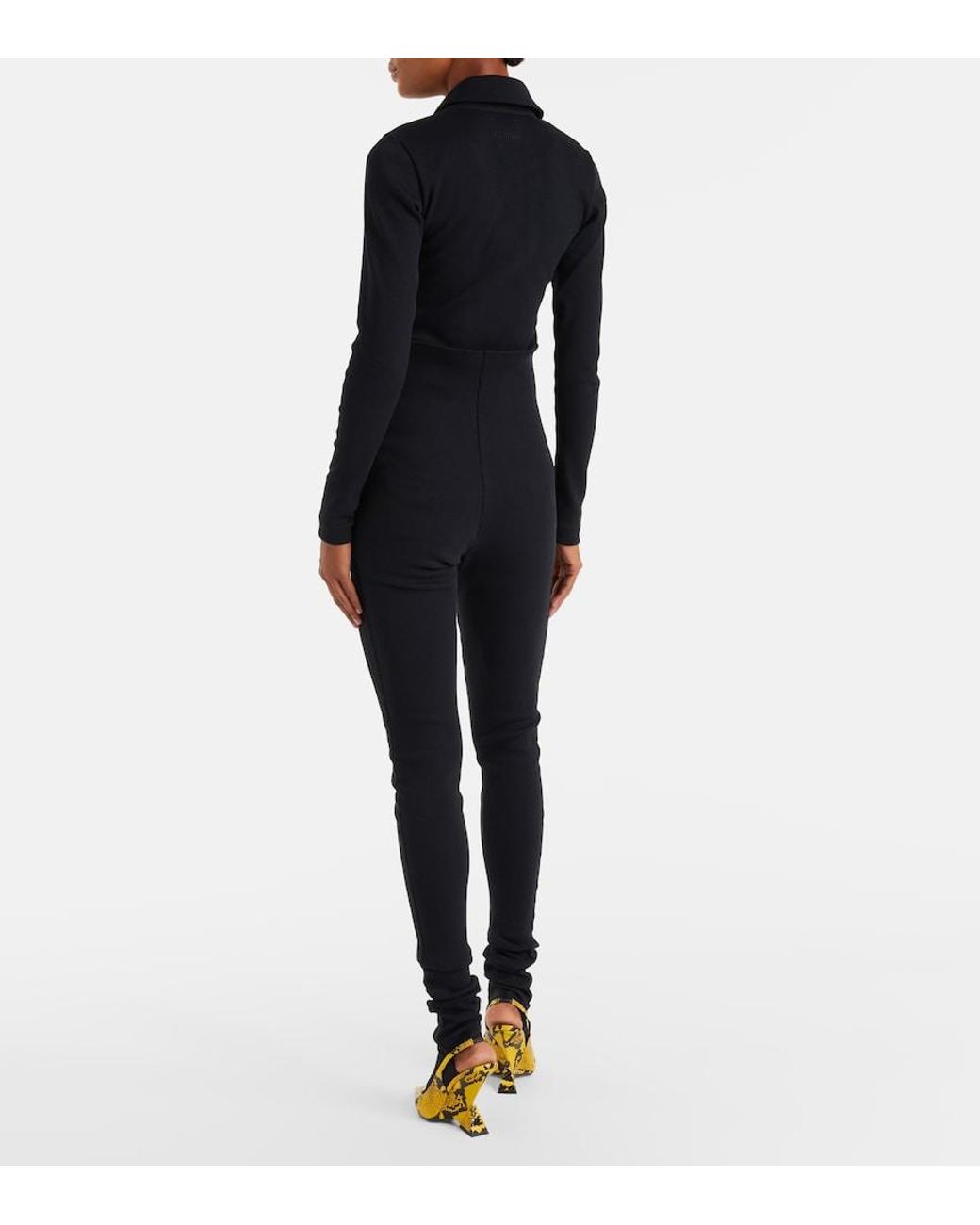 The Attico Blue High-Rise Cotton Jersey Stirrup Leggings